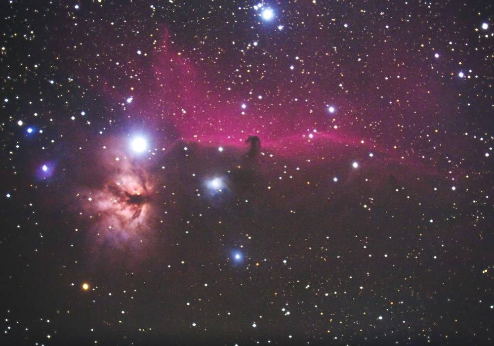 オリオン座の暗黒星雲ic434 馬頭星雲 散光星雲ngc24 燃木星雲